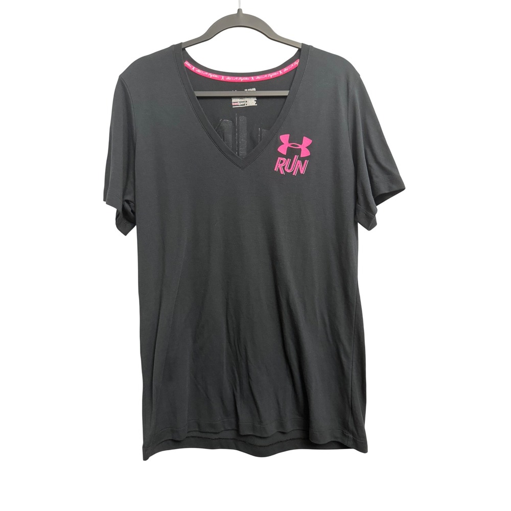 Under Armour HeatGear Run For A Cause Breast Cancer Awareness V-Neck Shirt XL